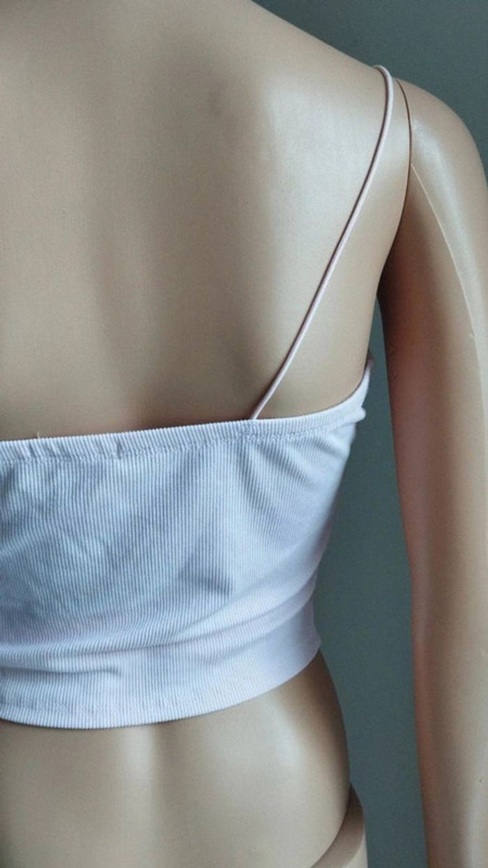 Débardeur top rose clair avec papillons blanc taille l femme - photo numéro 8