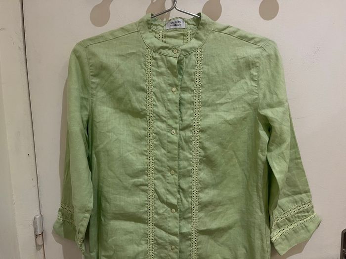 Robe mi longue manches longues verte brodé steffen schraut - photo numéro 5