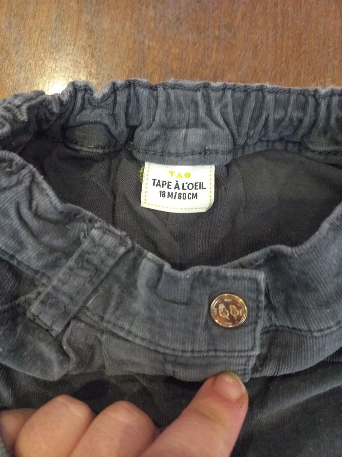 Pantalon velour gris foncé  TAO 18mois 80 cm - photo numéro 3