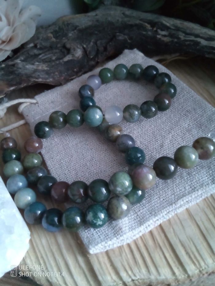 Lot de 45 perles en pierres d'agate indienne