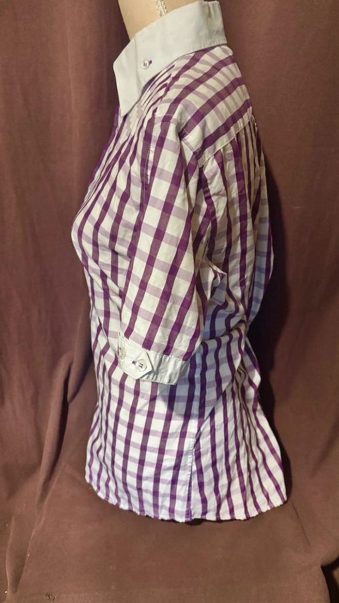 💕 chemise à carreau blanche et violette taille 40 L #giorgiomorello - photo numéro 3