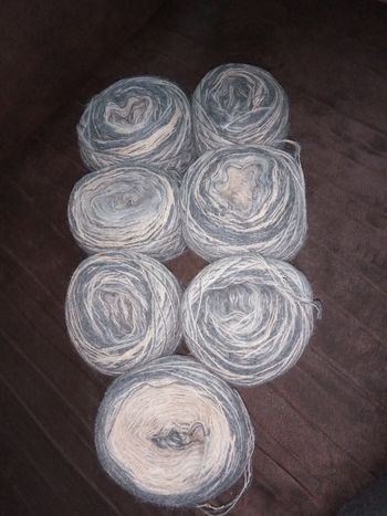 Lot de 7 Pelotes Fantaisies Tons Bleus, Beiges et Gris (460g)