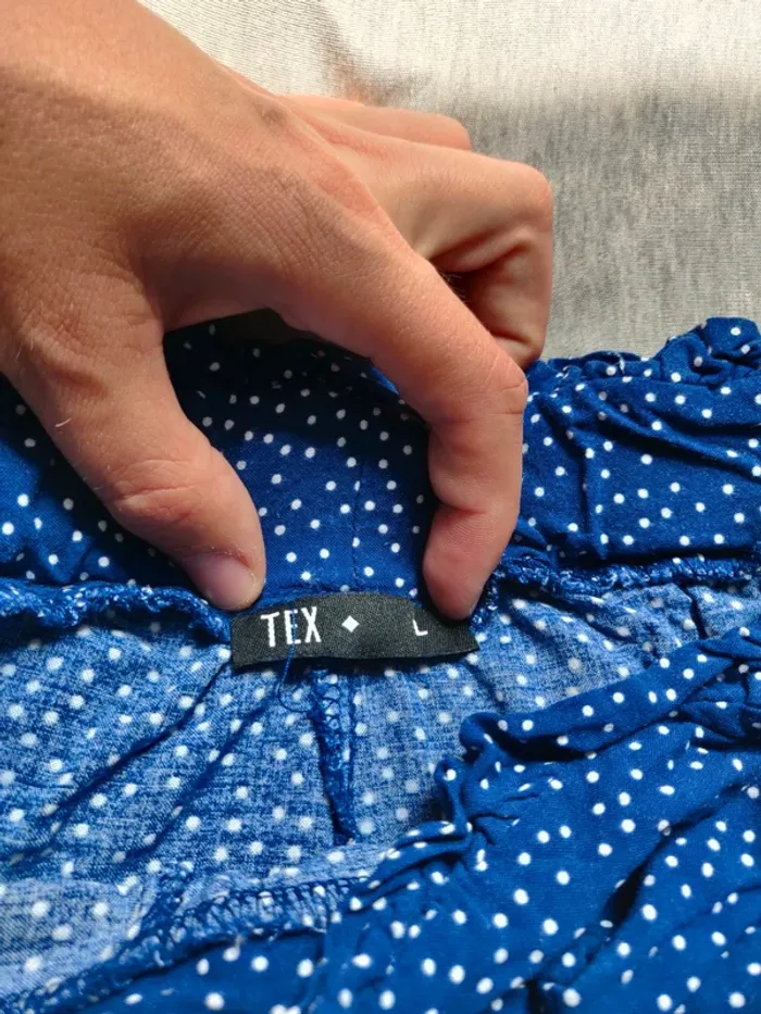Pantalon léger Tex taille L bleu et blanc - photo numéro 2