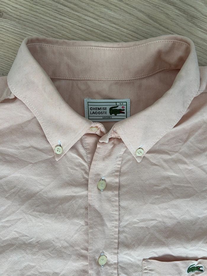 Chemise Lacoste rose pâle – manches courtes – taille XL (43) - photo numéro 5