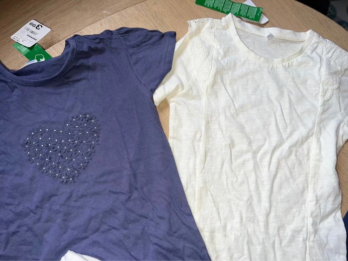 Ensemble 8 10 ans lot Zeeman Coeur gilet t-shirt bleu marine blanc cérémonie neuf étiqueté - photo numéro 3