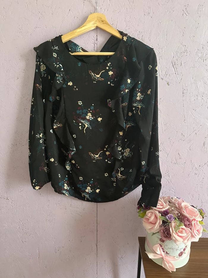 Blouse fluide fleurie et oiseaux Kiabi - Très bon état - Taille M