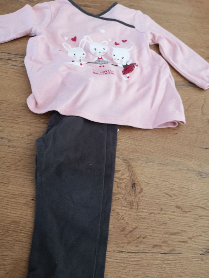 Ensemble 12 mois lapin rose - photo numéro 2