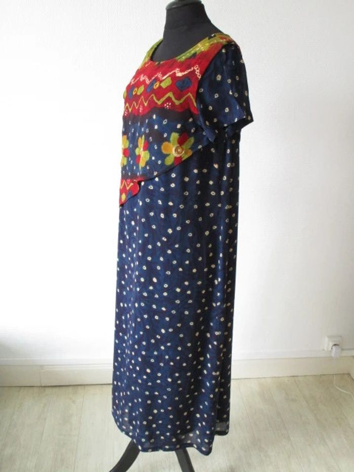 Robe longue vintage marine imprimée 38/40 TBE - photo numéro 6