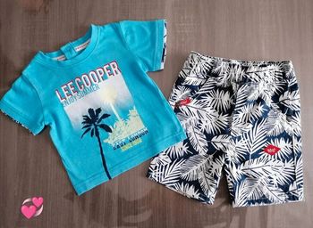 Ensemble été T Shirt/ short bermuda palmiers Lee Cooper 6 mois