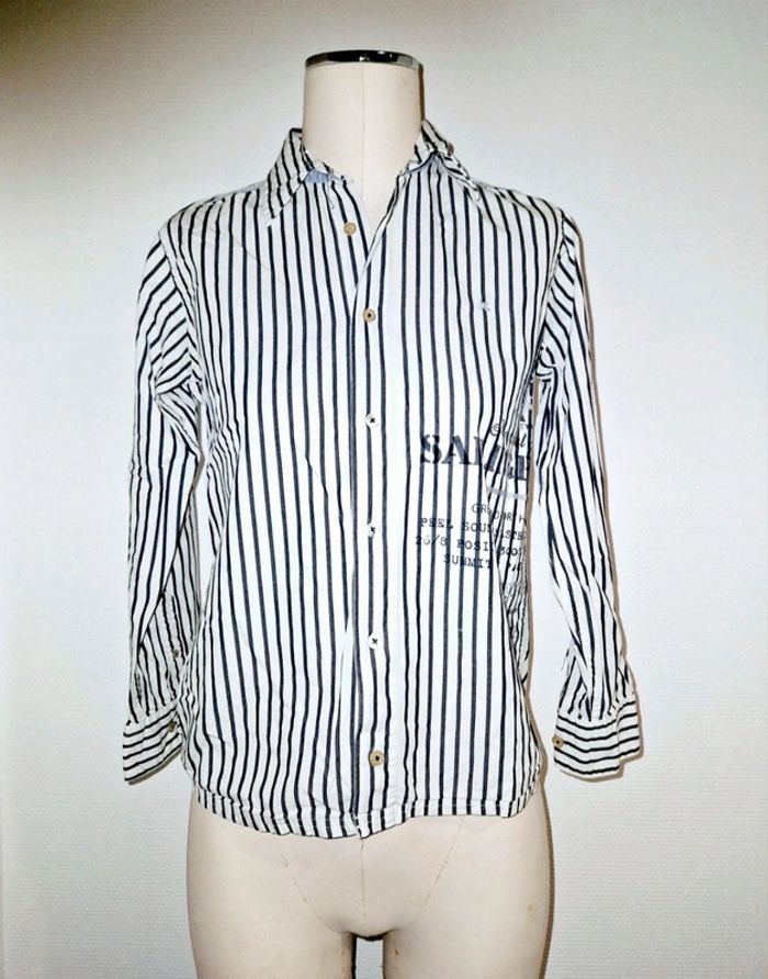 Chemise blanche lignée bleu marine - 164 - gaastra