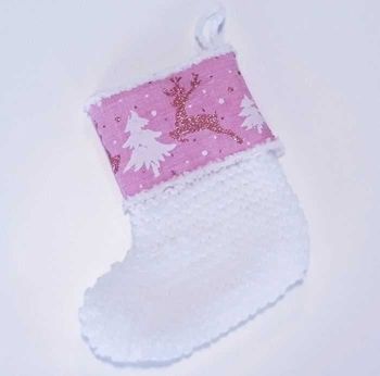 Décoration botte chaussette de noël au tricot (20 cm) cadeau noël enfant bébé premier noël personnalisable prénom