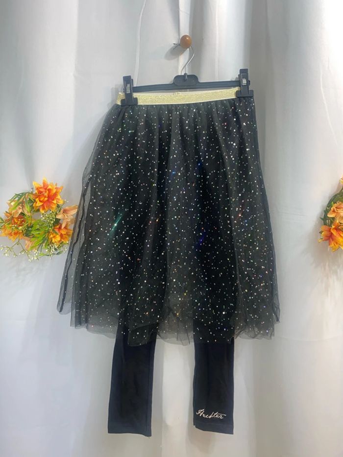 Legging gris avec jupe en tulle brillante intégrée Daniel Hecter taille 11-12 ans neuve - n13m