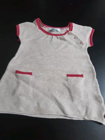 Robe épaisse beige creme rose obaibi bebe fille 3 mois