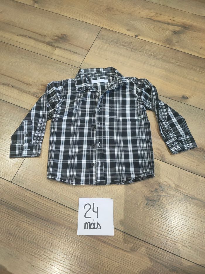 Chemise manches longues bébé garçon noir et blanc 24 mois gemo