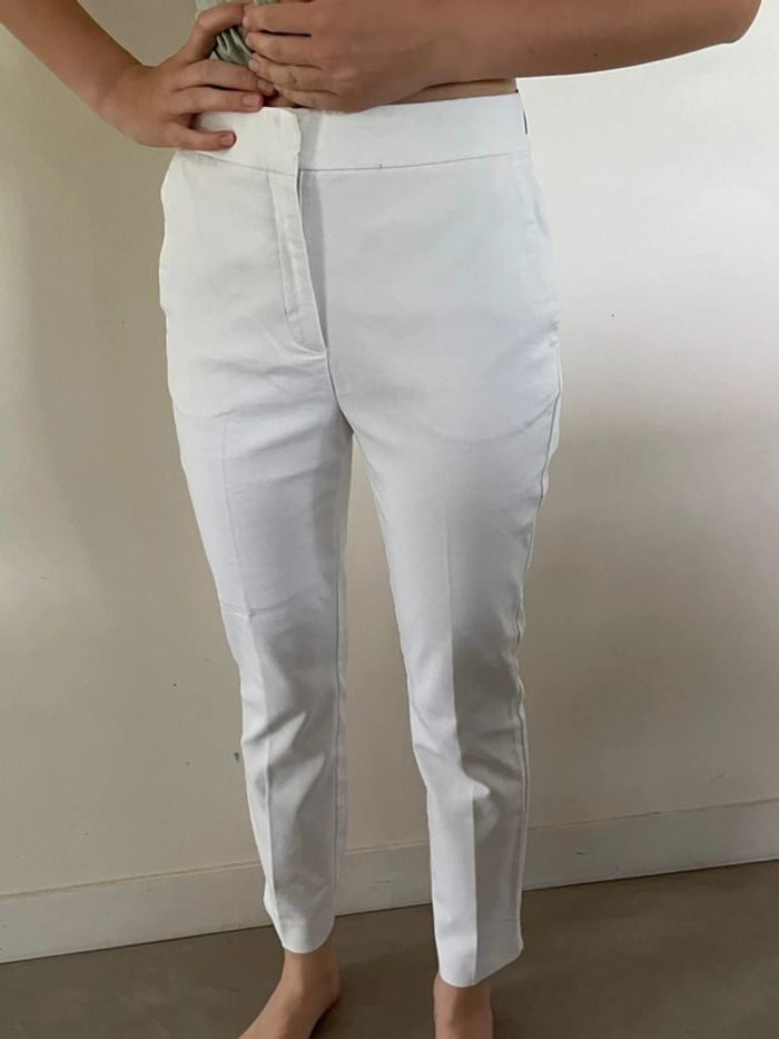 Pantalon blanc Zara coupe droite M - photo numéro 2
