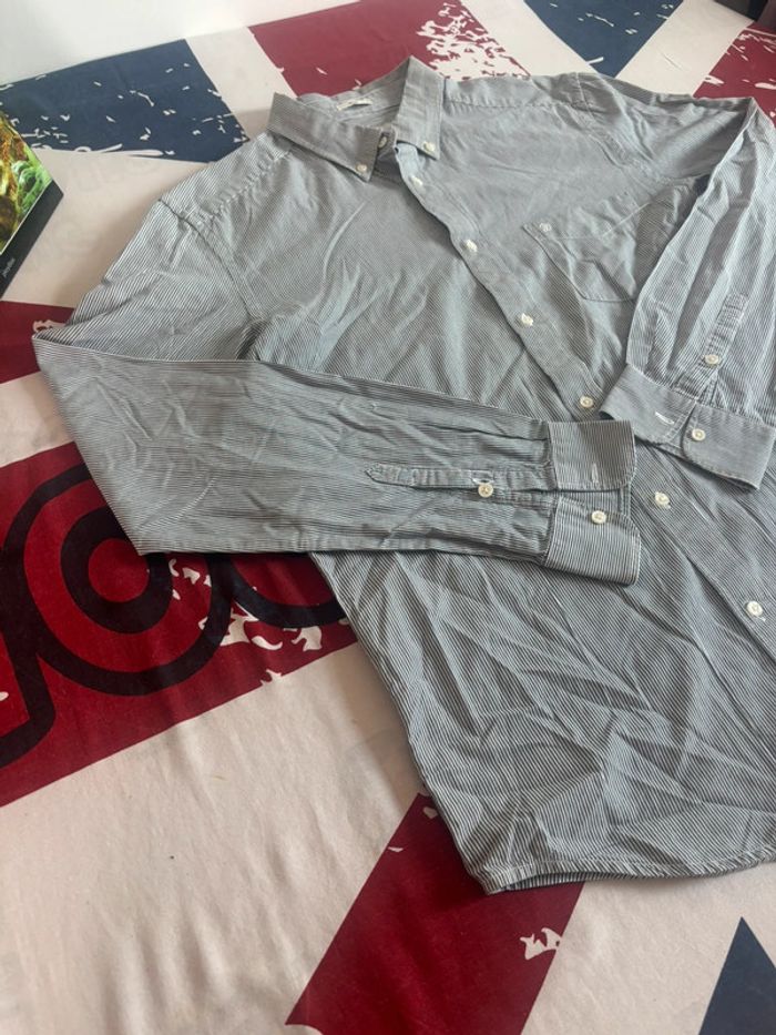 Chemise Wrangler bleu et blanc à rayures taille L - photo numéro 6