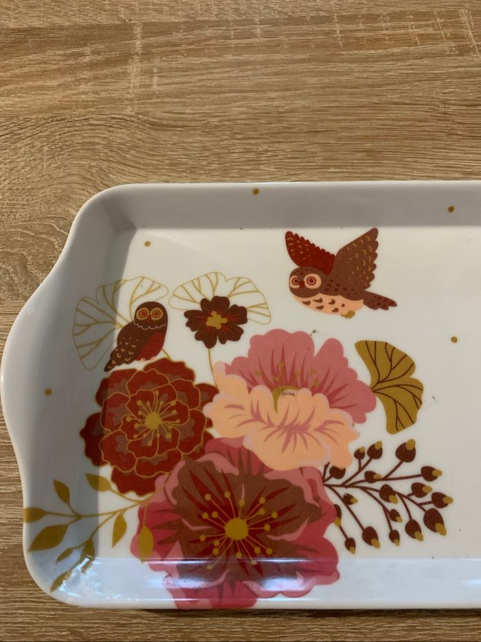 Plateau motif chouette et fleurs - photo numéro 2