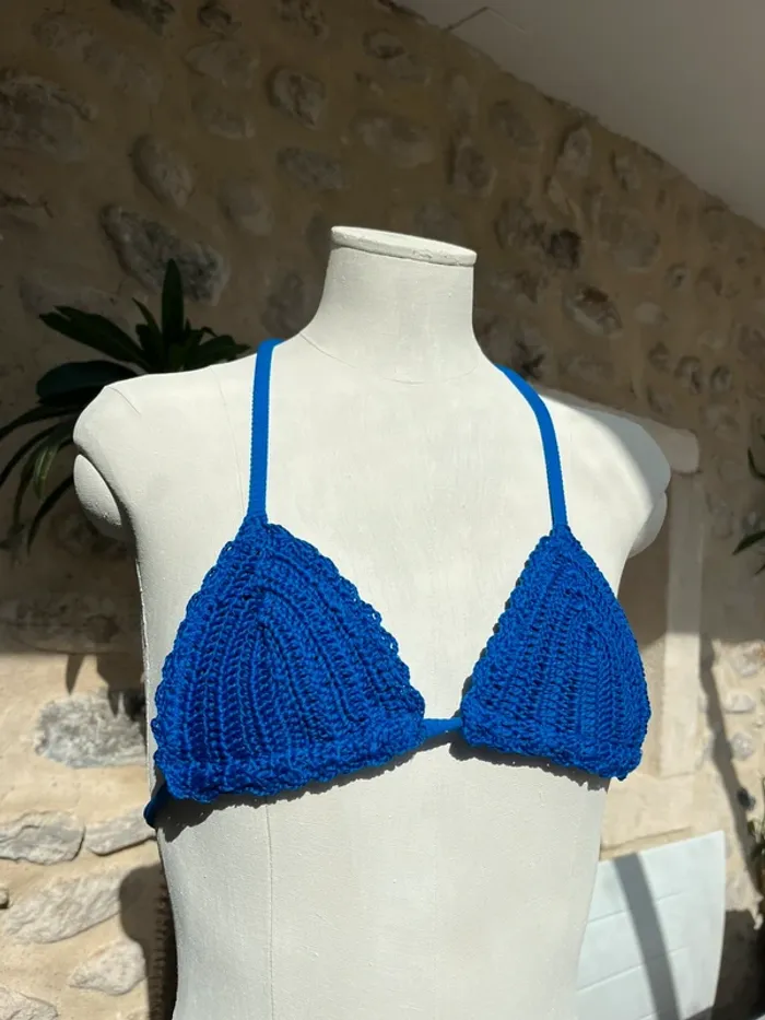 H&M - Haut de maillot triangle crochet bleu foncé électrique