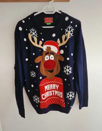 🎅 Pull de Noël Lumineux Merry Christmas - Taille XL