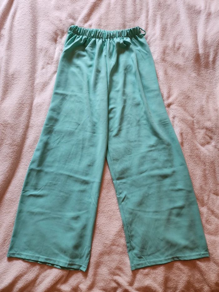Pantalon à jambes larges / palazzo turquoise TU 36/40 - photo numéro 4