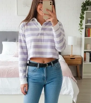 Pull à rayures violet et blanc – Jennyfer - Taille S
