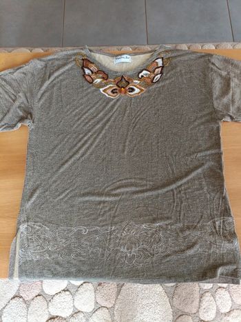 Tee-shirt marron broderie Philippe le bac