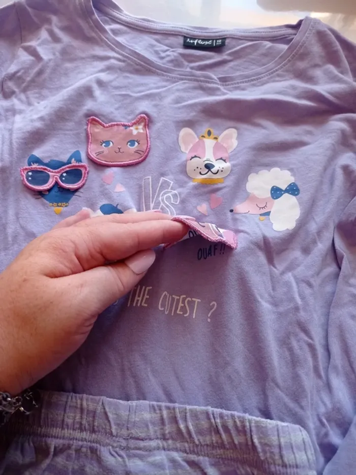 Pyjama fille violet motifs animaux - photo numéro 2