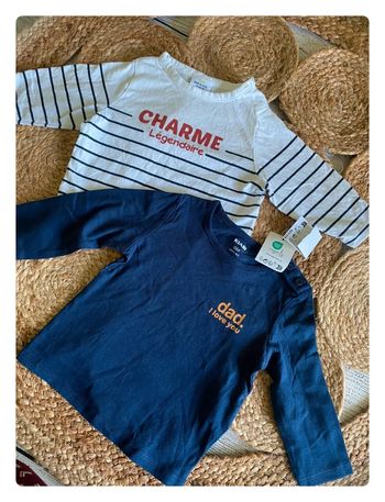 Lot 2 T-Shirts ML 🐵 6 mois - Tao Kiabi