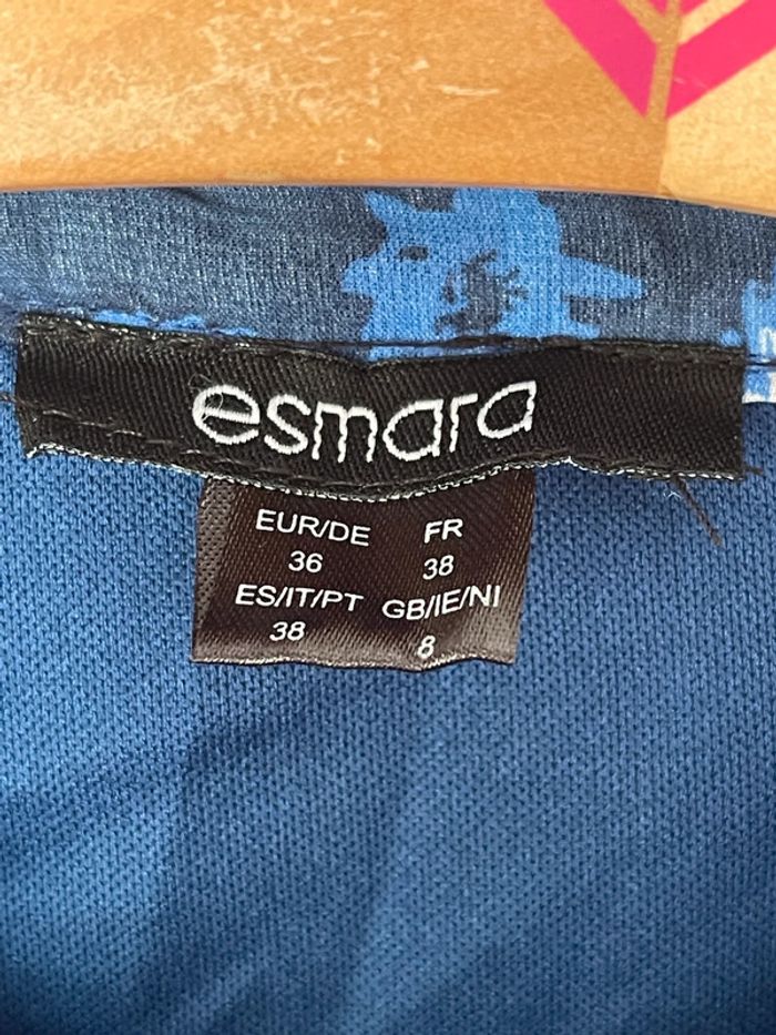 Robe fluide fleurie bleu taille 38 manches longues - photo numéro 4