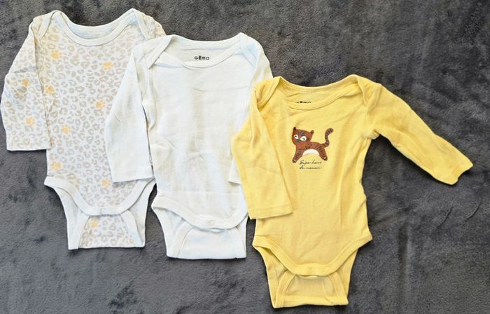 Lot de 3 Bodies à manches longues imprimé animal sauvage bébé - photo numéro 2
