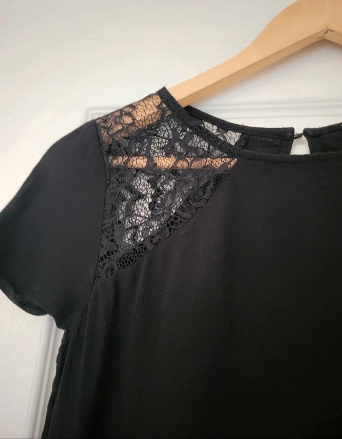 Blouse manches courtes femme avec dentelles manches noir xs - photo numéro 2