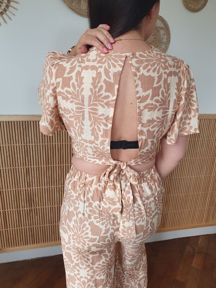 Crop top fluide Maldives beige/camel Taille M - photo numéro 5