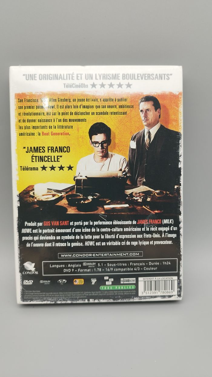 HOWL (dvd) - James Franco - VOST FR - Neuf et Scellé - photo numéro 2