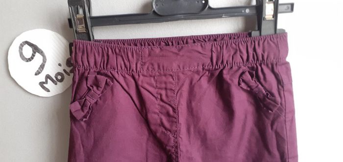 Pantalon violet taille élastique fille 9 mois - photo numéro 2