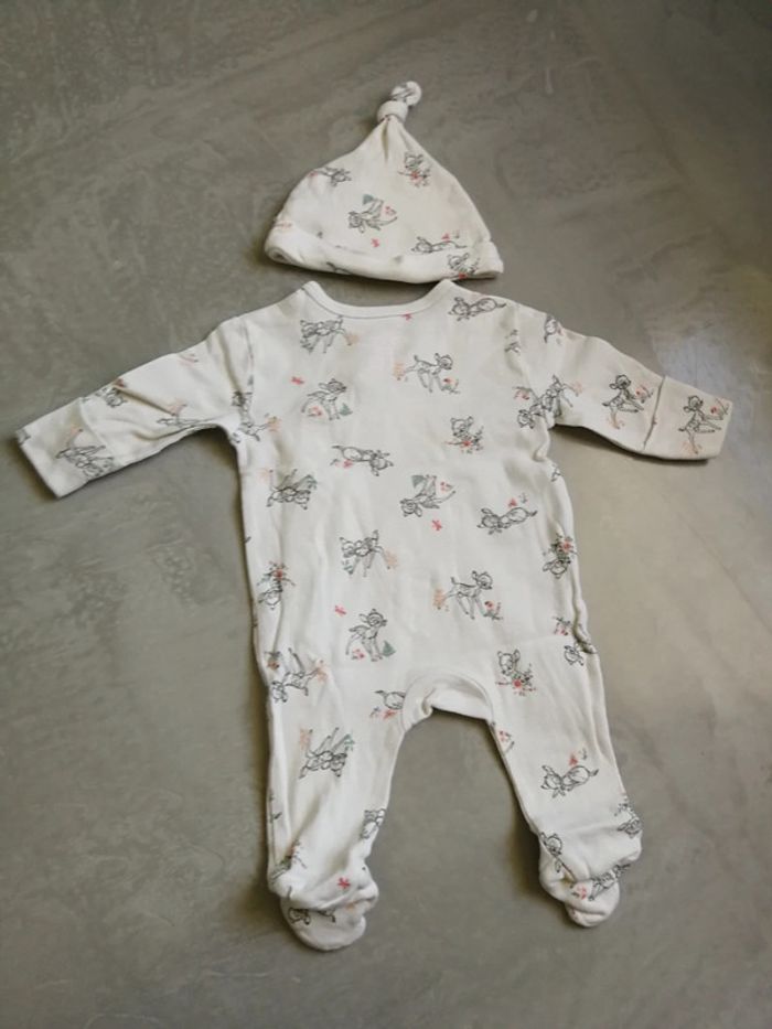 Grenouillère pyjama mi saison avec bonnet disney bambi - photo numéro 2