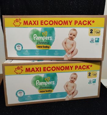 Lot de 2 Cartons Pampers Harmony T2 4-8kgs 2x104 Couches
