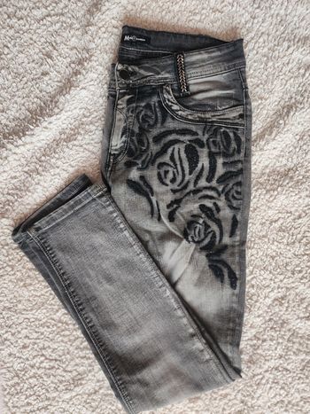 Jean droit gris motif floral Mosquitos T.36/S