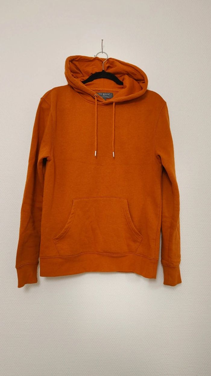 Sweat à capuche orange sans zip avec cordon poche devant