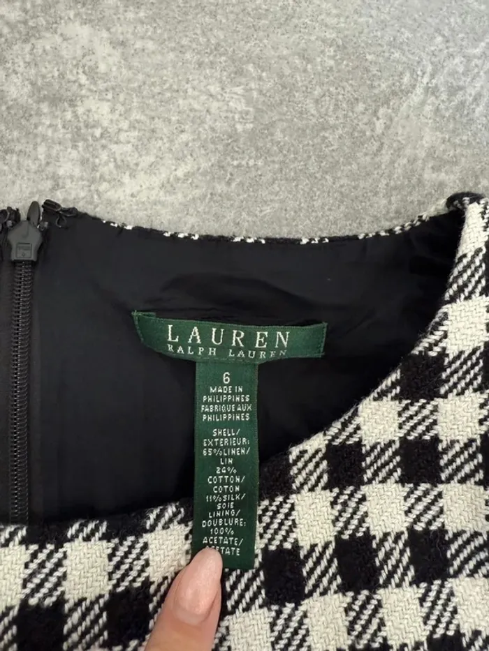 Robe Ralph Lauren vichy noires et blanches taille 6 soit S comme neuve - photo numéro 8