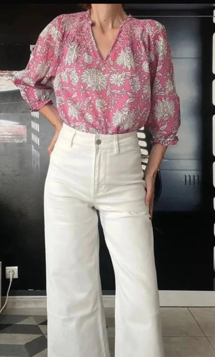 Blouse imprimée en coton bio fushia Libellule - photo numéro 2