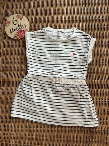 Jolie Robe Bébé Kiabi - Marinière Cœur Rouge - Taille 6 mois