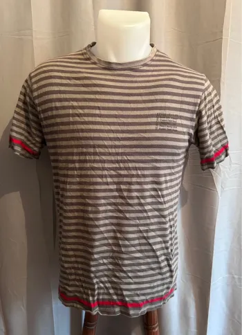 T-shirt NKDS rayé rouge et gris - Style vintage - Taille S