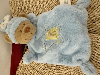 Doudou Ours Plat Carré Bleu Etoile Nicotoy
