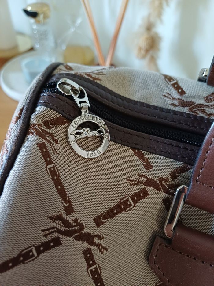 Sac à main longchamp cuir et toile - photo numéro 3