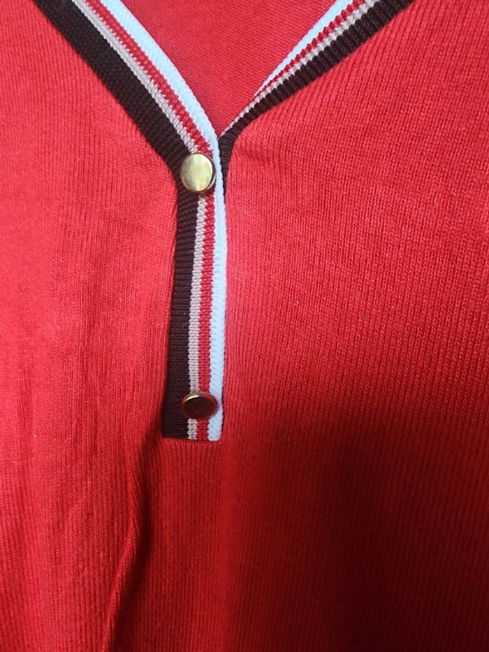 Pull col V rouge et manches 3/4 Grain de Malice T.36/S - photo numéro 6