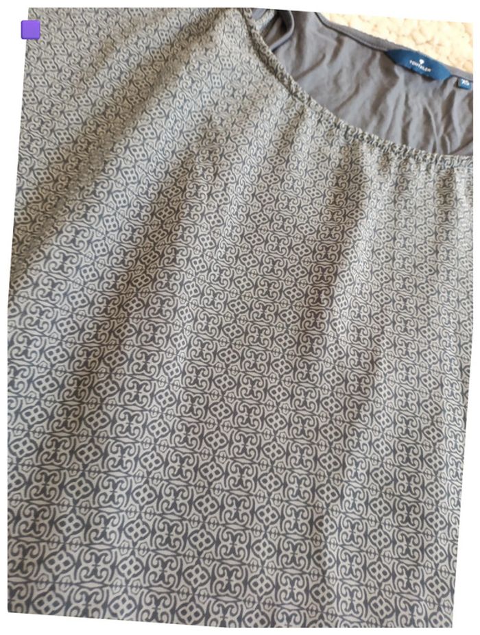 Haut Tom Tailor XS imprimé gris – style bohème décontracté voile leger - photo numéro 2
