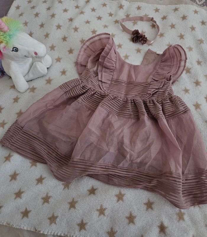 Robe de cérémonie + bandeau  fille 9-12 mois