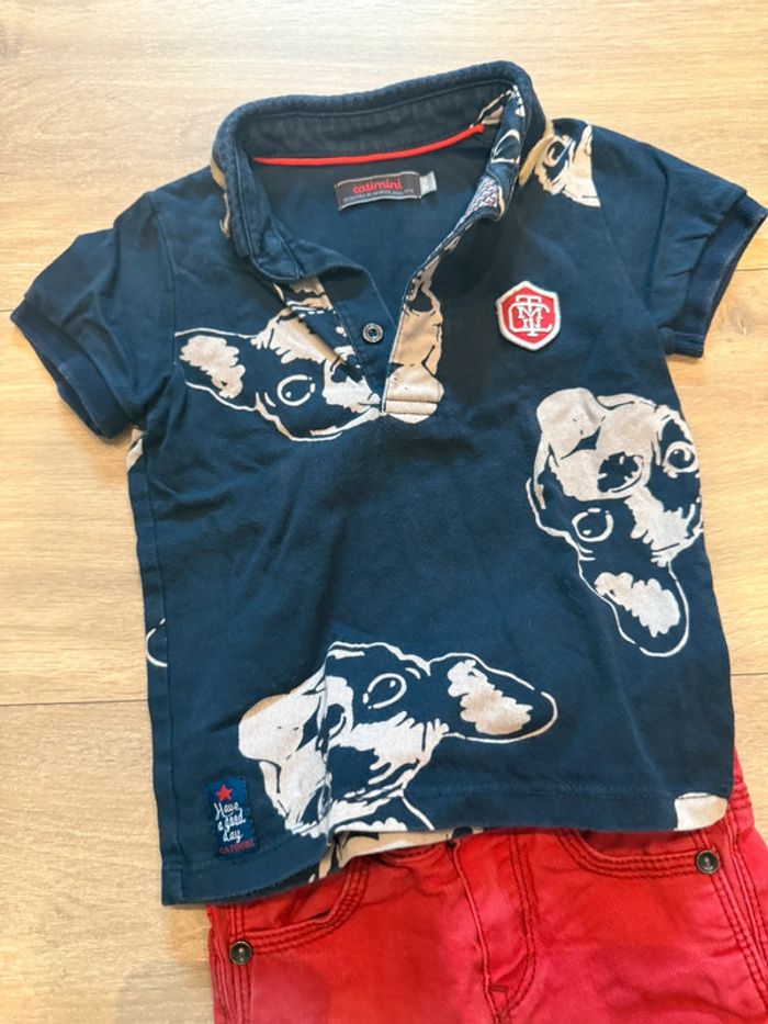 Ensemble t shirt + jean rouge catimini - photo numéro 2