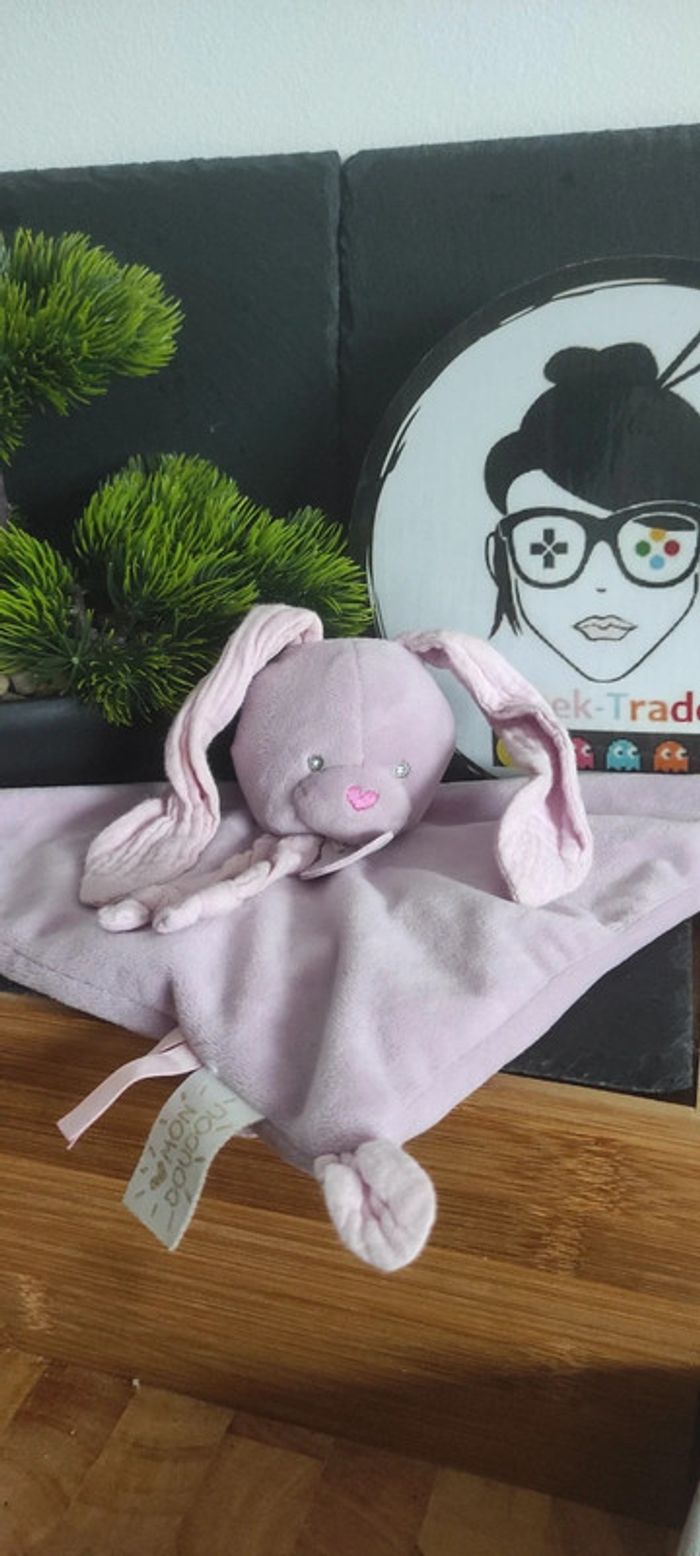 Mon Doudou lapin Lili cassis lange violet Baby Nat coeur bn0617 Rose Carré Noeud