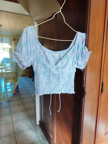 Crop top violet manches ballon Jennyfer S/36